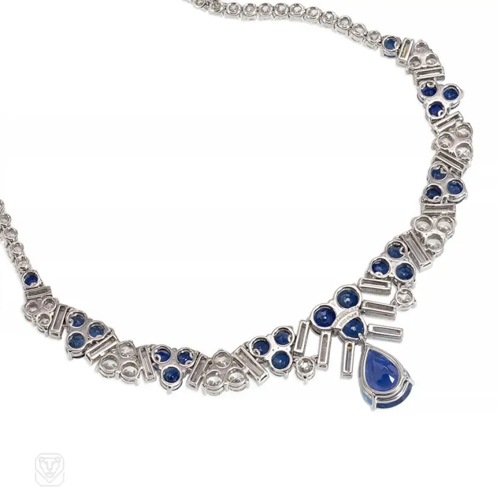 Tiffany mid-century sapphire and diamond necklace