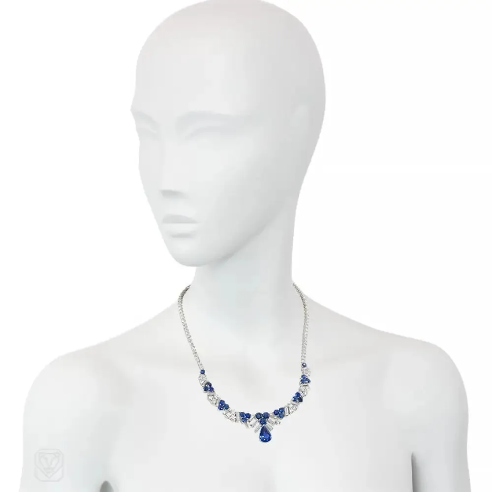 Tiffany mid-century sapphire and diamond necklace