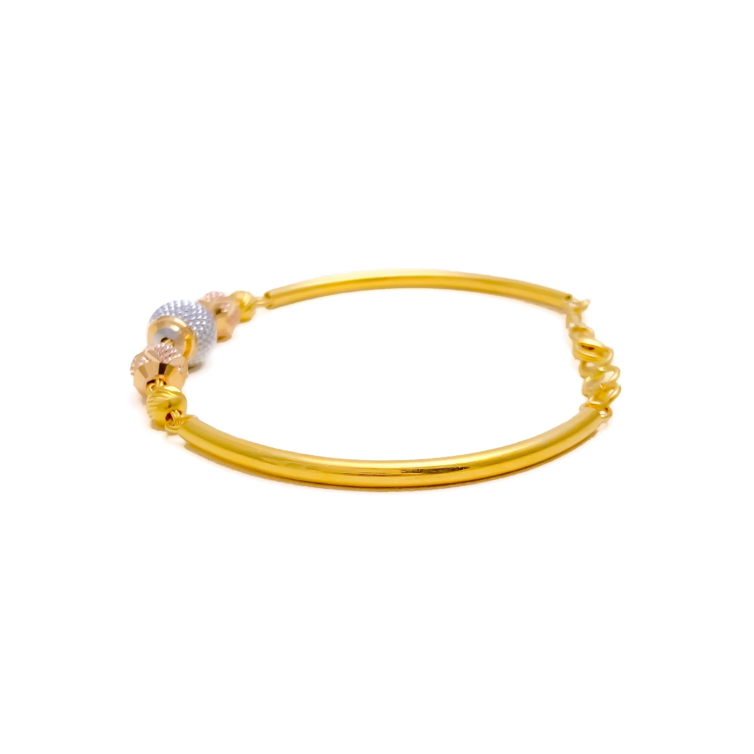 Timeless Textured 22k Gold Orb Flexi Bangle Bracelet