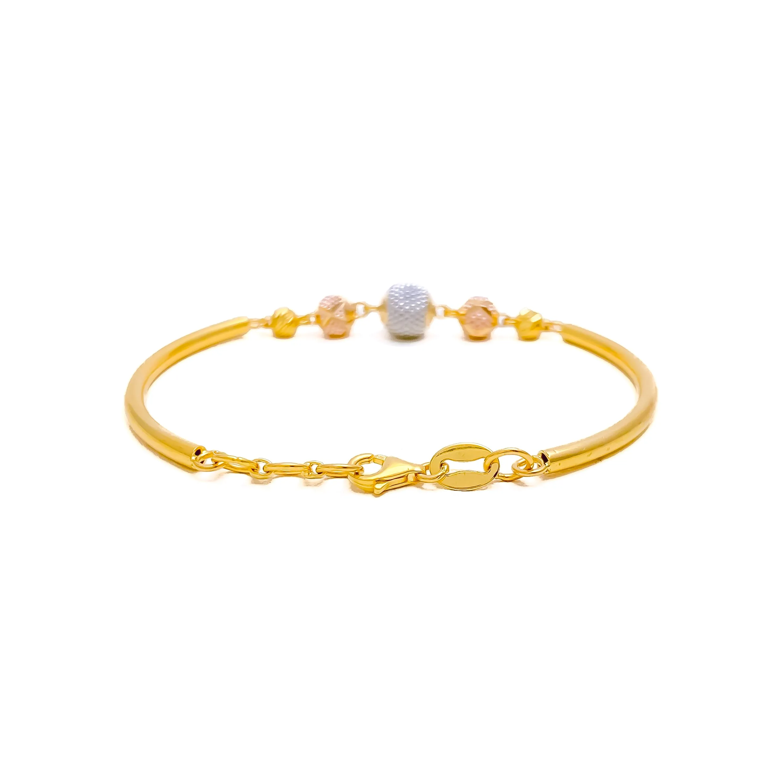 Timeless Textured 22k Gold Orb Flexi Bangle Bracelet