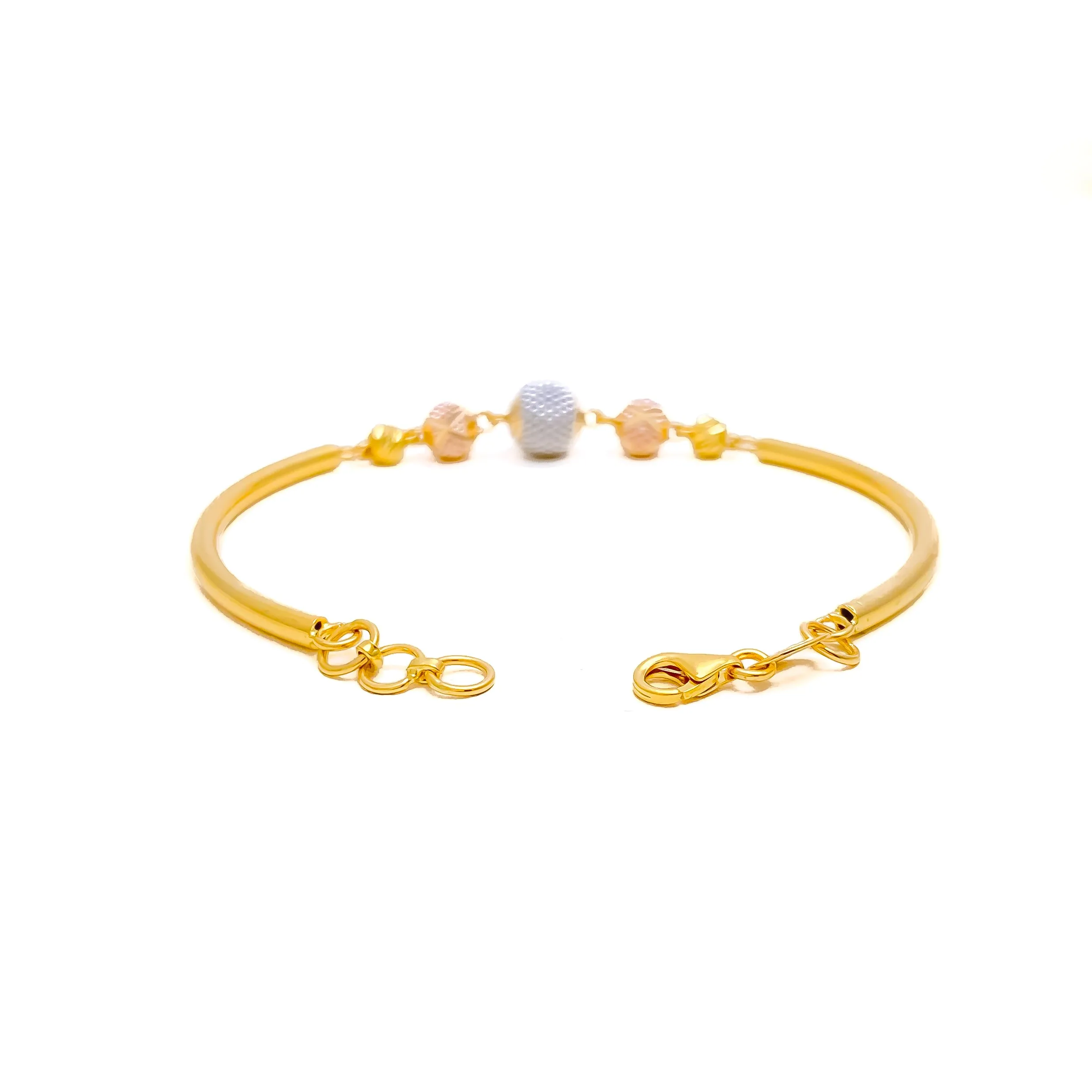 Timeless Textured 22k Gold Orb Flexi Bangle Bracelet