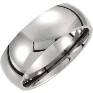 Titanium 8 mm Domed Polished Band Size 7.5