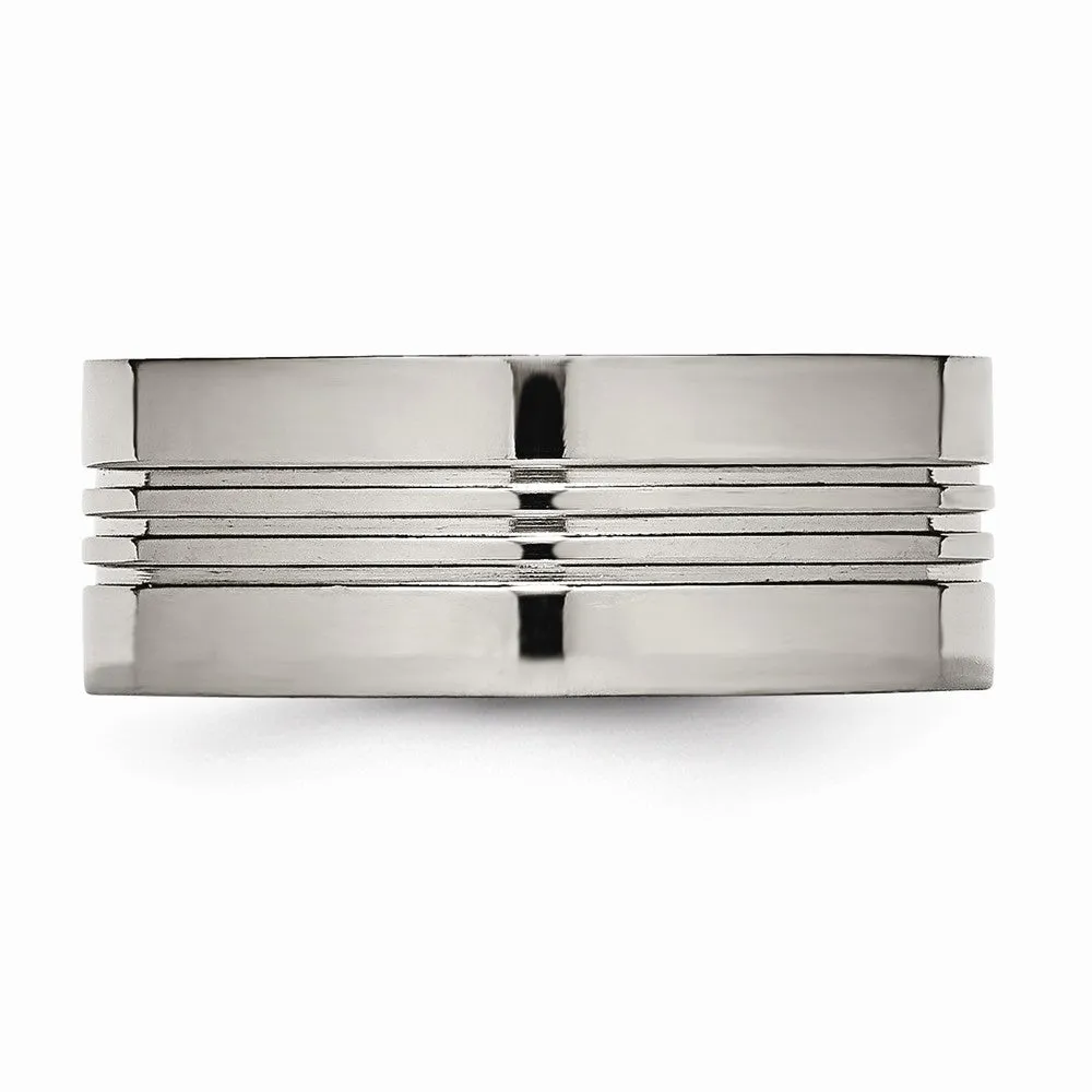 Titanium Grooved 9mm Polished Band