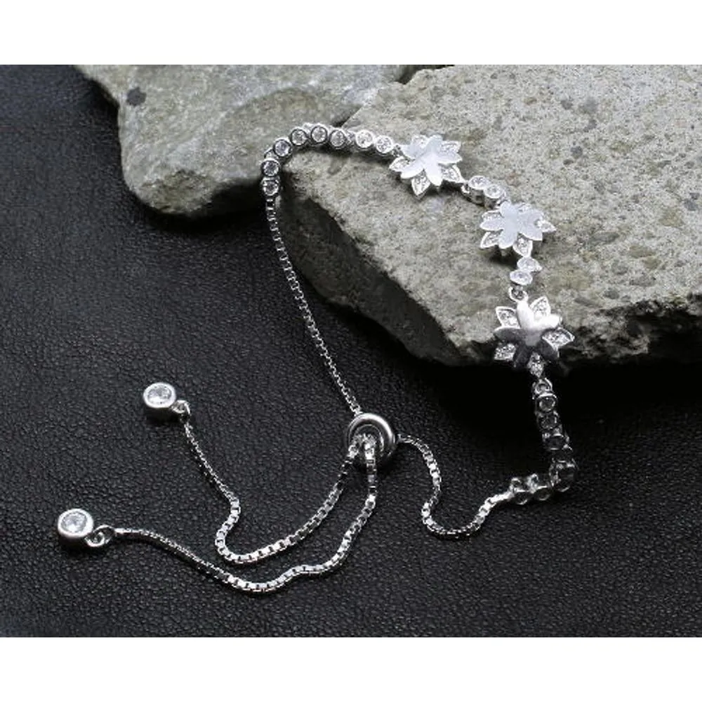 Trendy CZ 925 Sterling Silver Bracelet for Girls in platinum finish