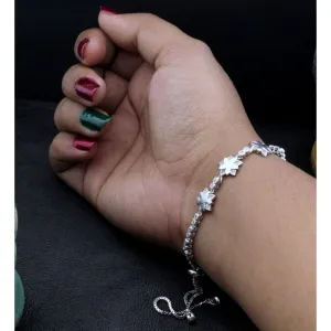 Trendy CZ 925 Sterling Silver Bracelet for Girls in platinum finish