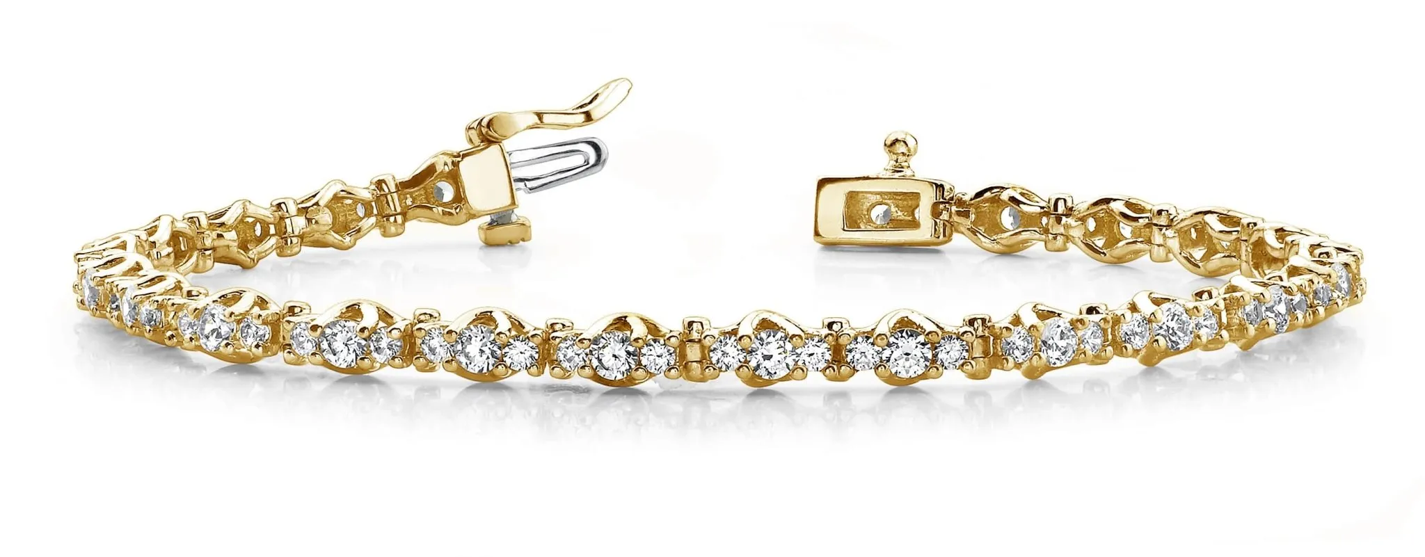 Triple Diamond Link Diamond Bracelet with 3.11 ct.(finished) 2mm, 2.7mm