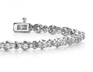Triple Diamond Link Diamond Bracelet with 3.11 ct.(finished) 2mm, 2.7mm