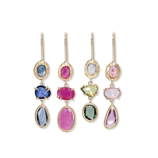 triple drop earrings - ruby