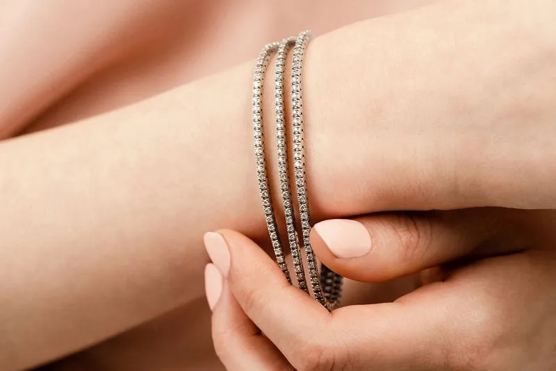 Triple Strand Flexible Diamond Tennis Bracelet Lab-Grown Diamond with 16.56 ct.(finished) 3.2mm