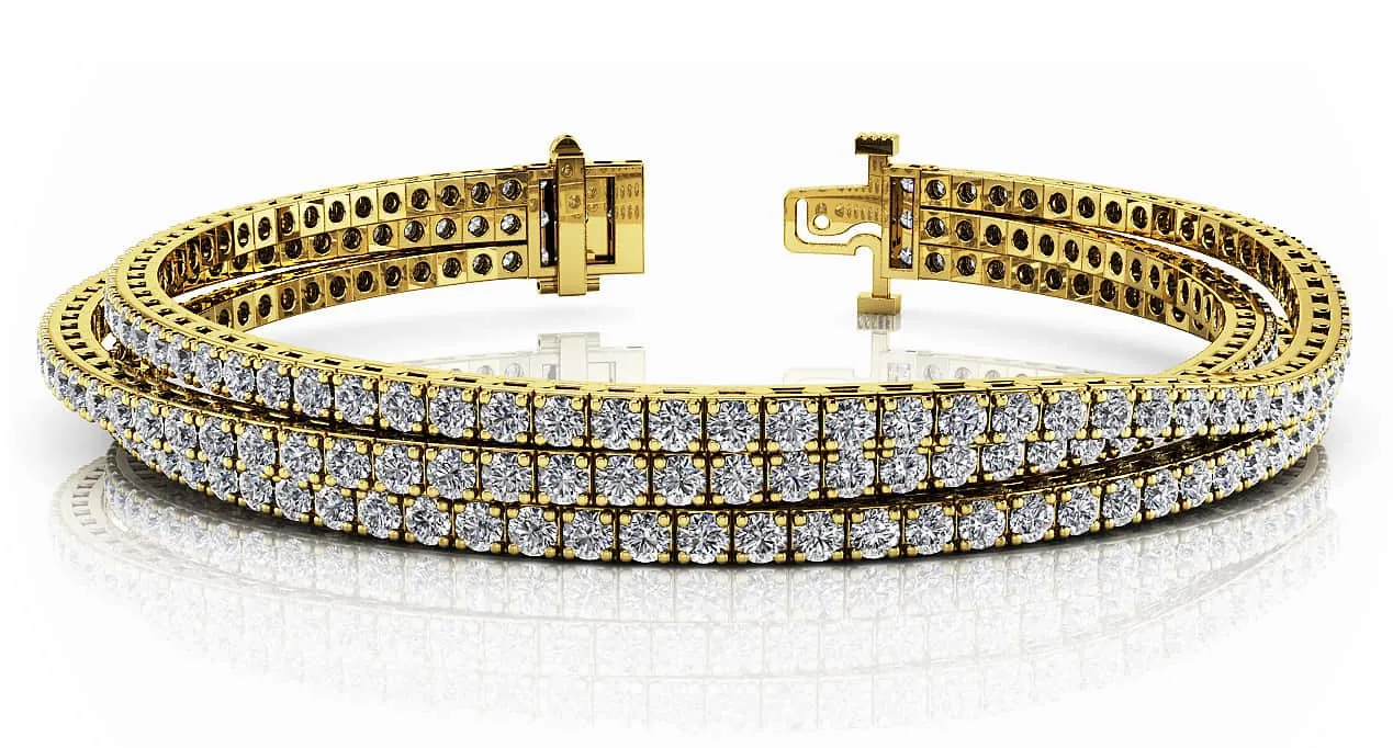 Triple Strand Flexible Diamond Tennis Bracelet Lab-Grown Diamond with 16.56 ct.(finished) 3.2mm