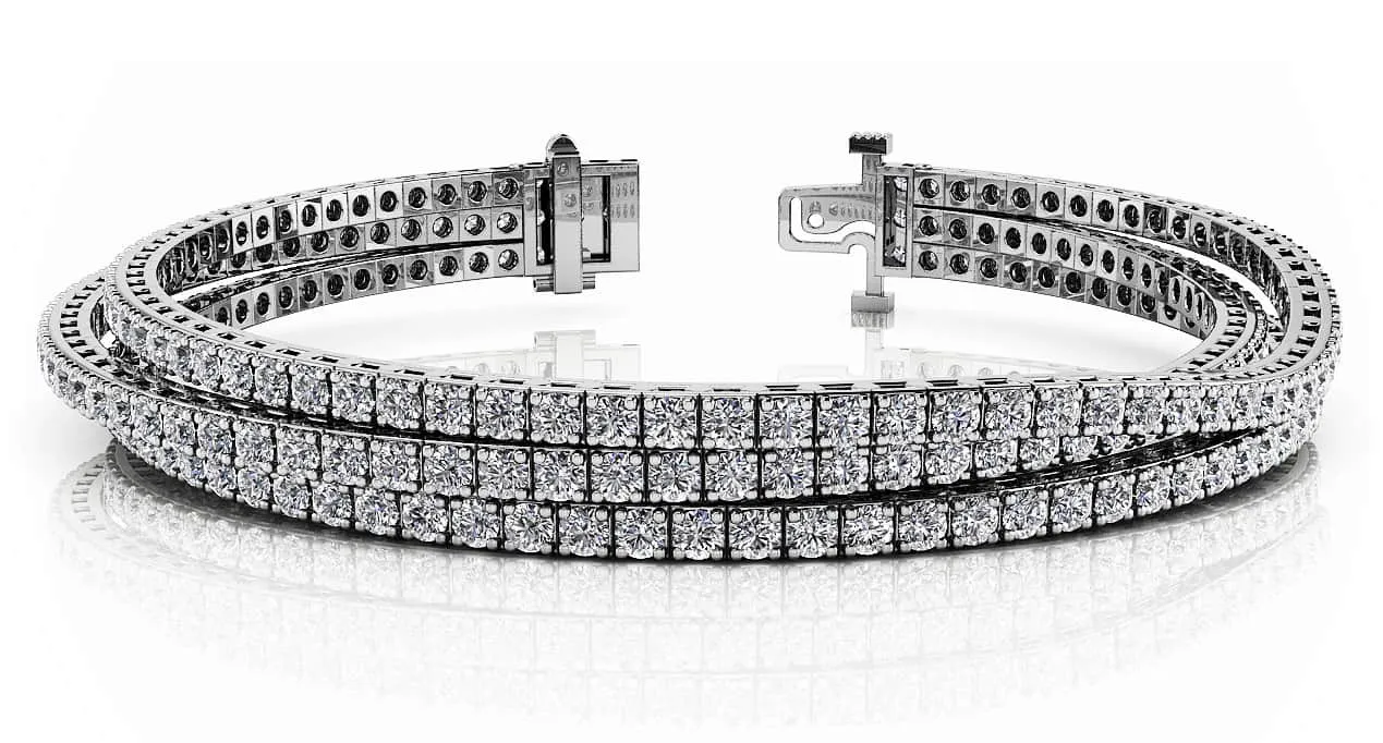 Triple Strand Flexible Diamond Tennis Bracelet Lab-Grown Diamond with 16.56 ct.(finished) 3.2mm