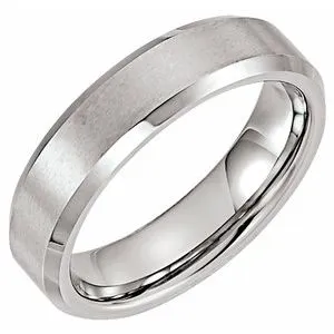 Tungsten 6 mm Satin & Polished Beveled-Edge Band Size 11