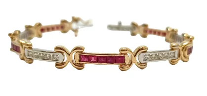 Two Tone "X" Statement Gold 14k Fine Bracelet