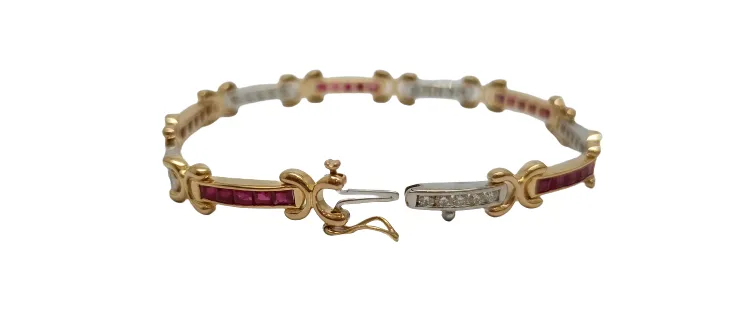 Two Tone "X" Statement Gold 14k Fine Bracelet