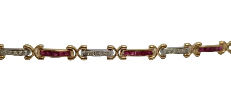 Two Tone "X" Statement Gold 14k Fine Bracelet