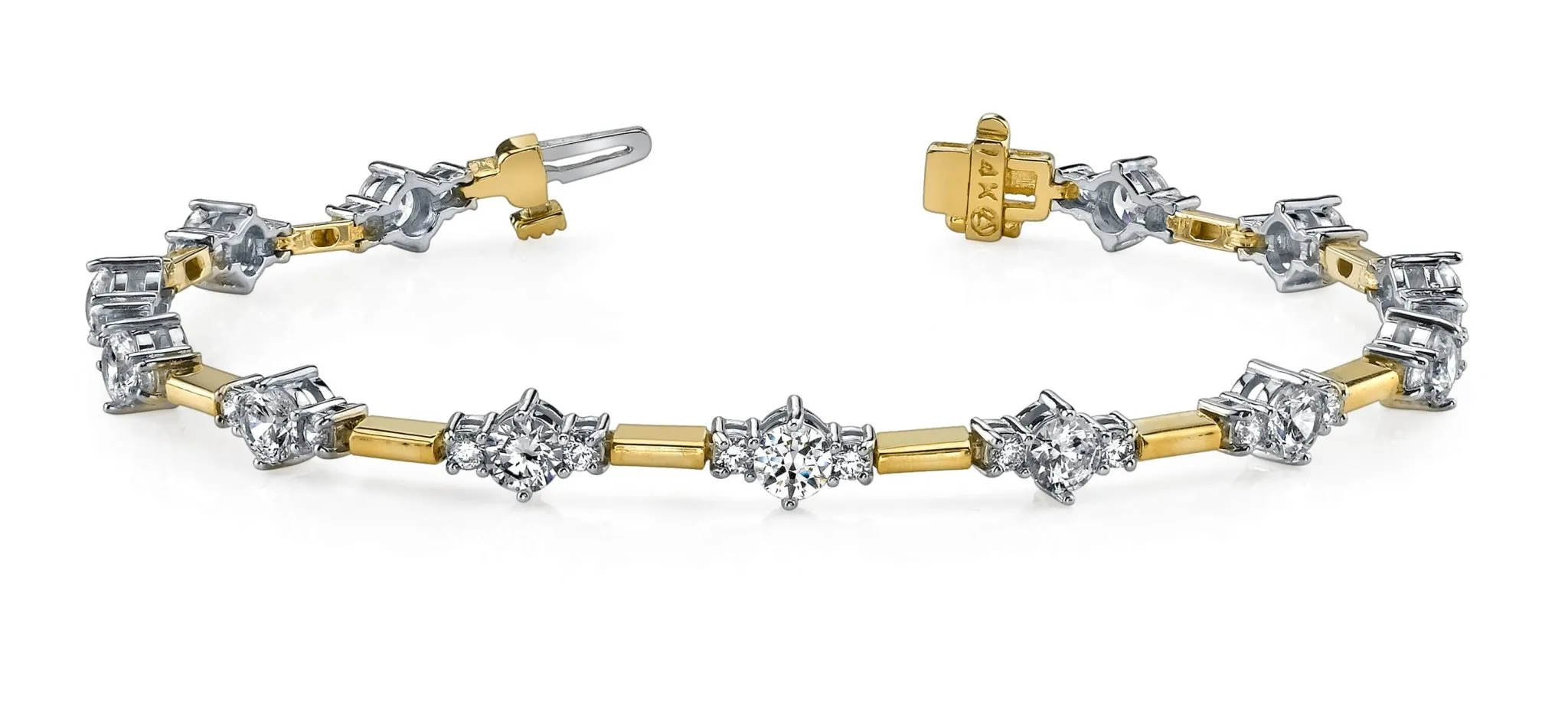 Two Tone Triple Diamond Bracelet with 4.03 ct.(finished) 2.2mm, 3.9mm