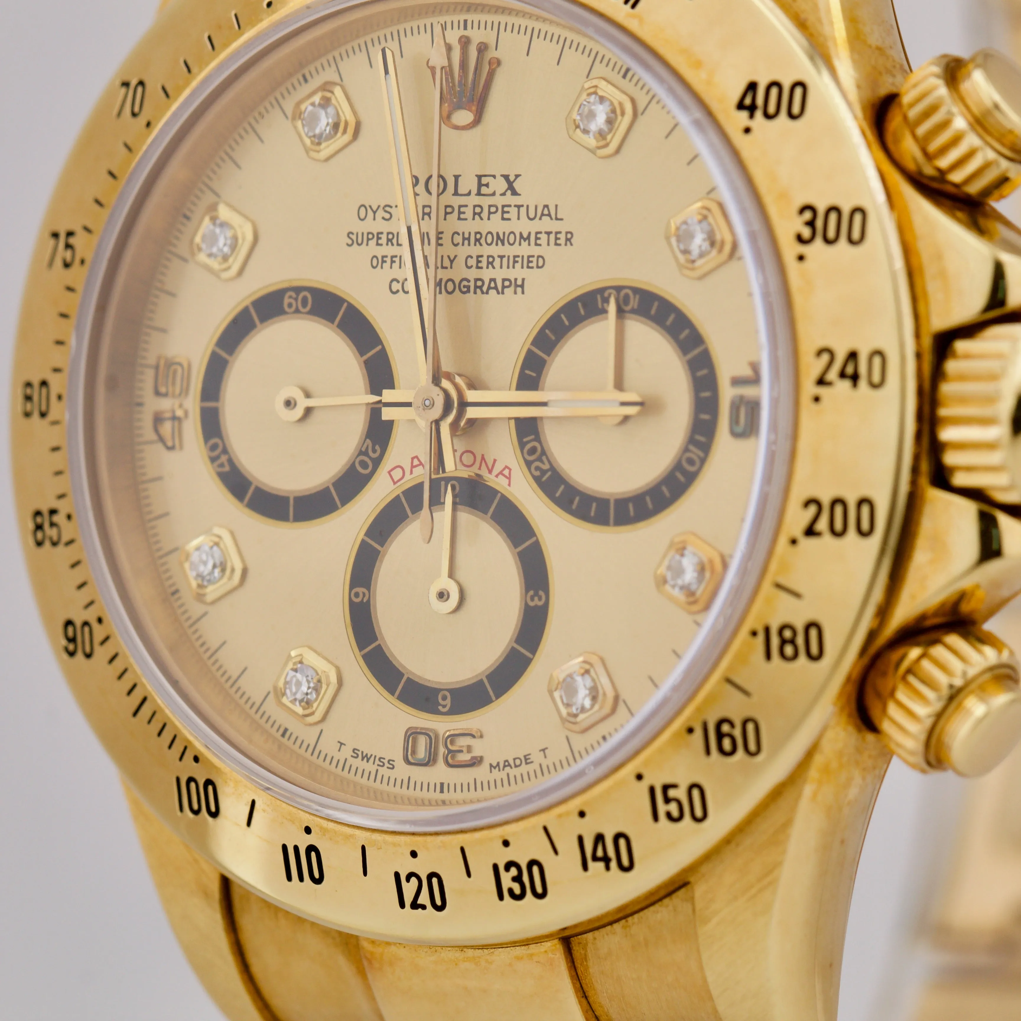 UNPOLISHED Rolex Daytona ZENITH Inverted-6 Diamond 40mm Gold 16528 Watch BOX