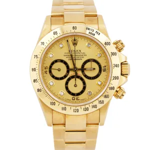 UNPOLISHED Rolex Daytona ZENITH Inverted-6 Diamond 40mm Gold 16528 Watch BOX