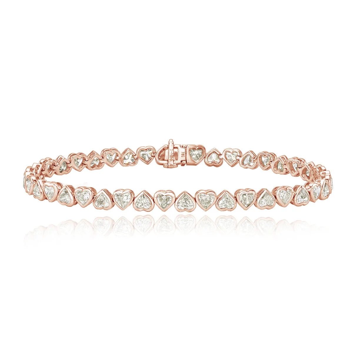 Up and Down Heart Diamond Bezel Tennis Bracelet