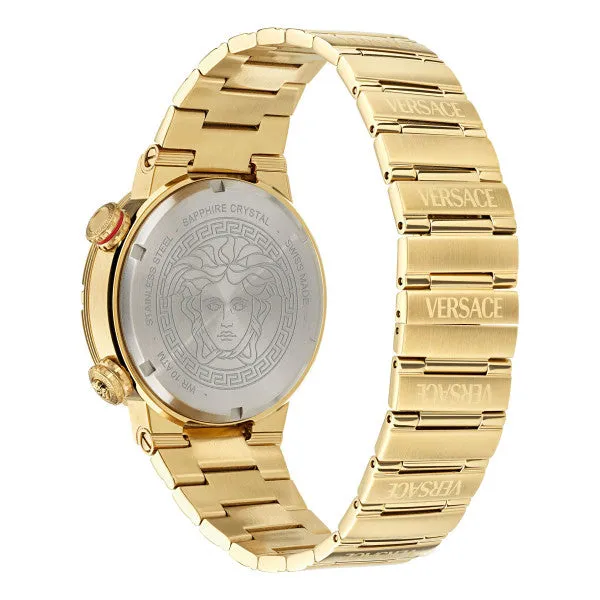Versace Greca Logo Divers Gold Stainless Steel Black Dial Quartz Watch for Gents - VE8G00624