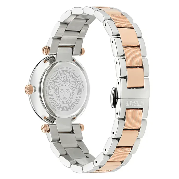 Versace Reve Two-tone Stainless Steel Rose Gold Dial Quartz Watch for Ladies - VE8B00424