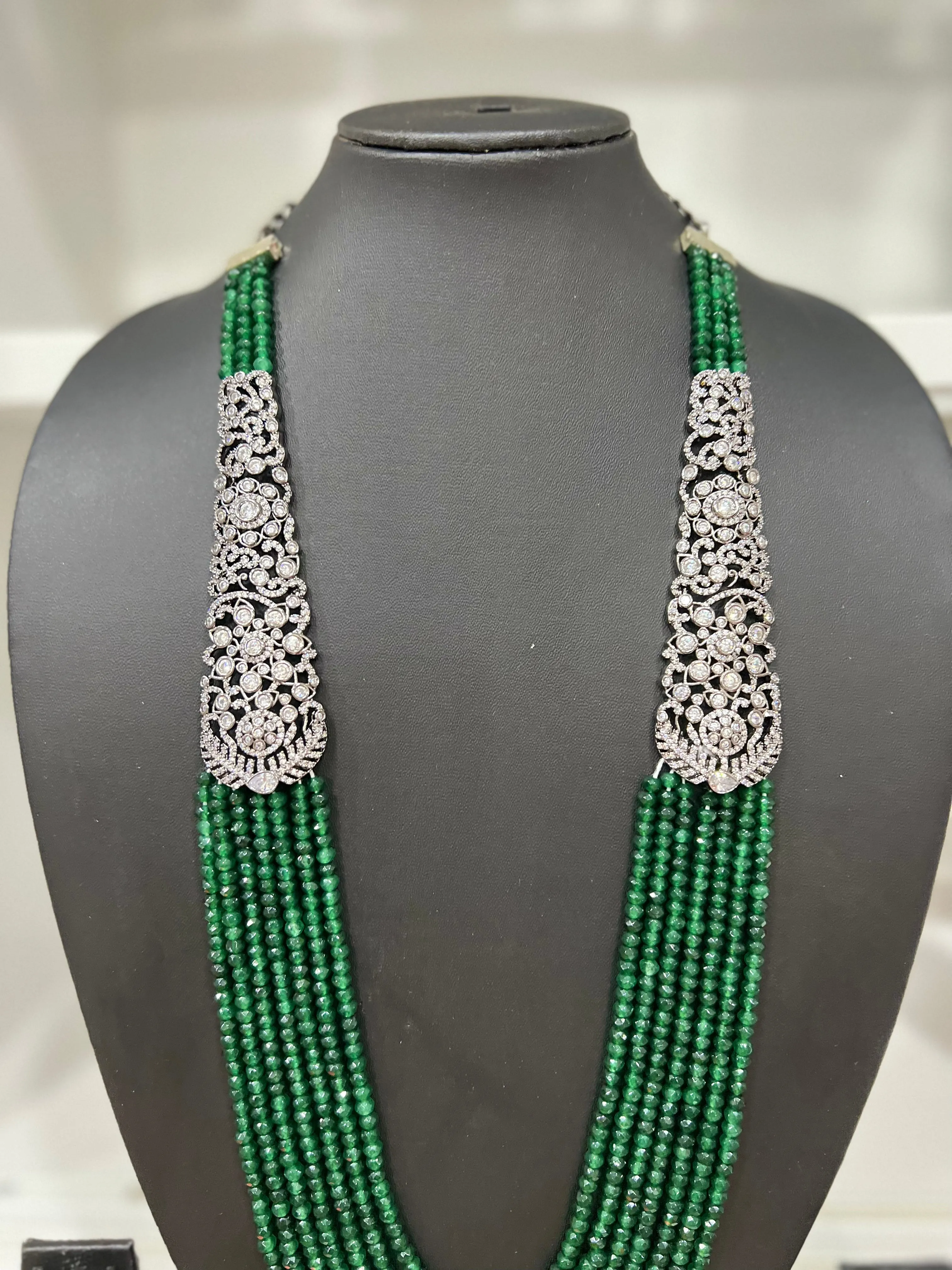 Victorian CZ Multilayer Beaded Necklace