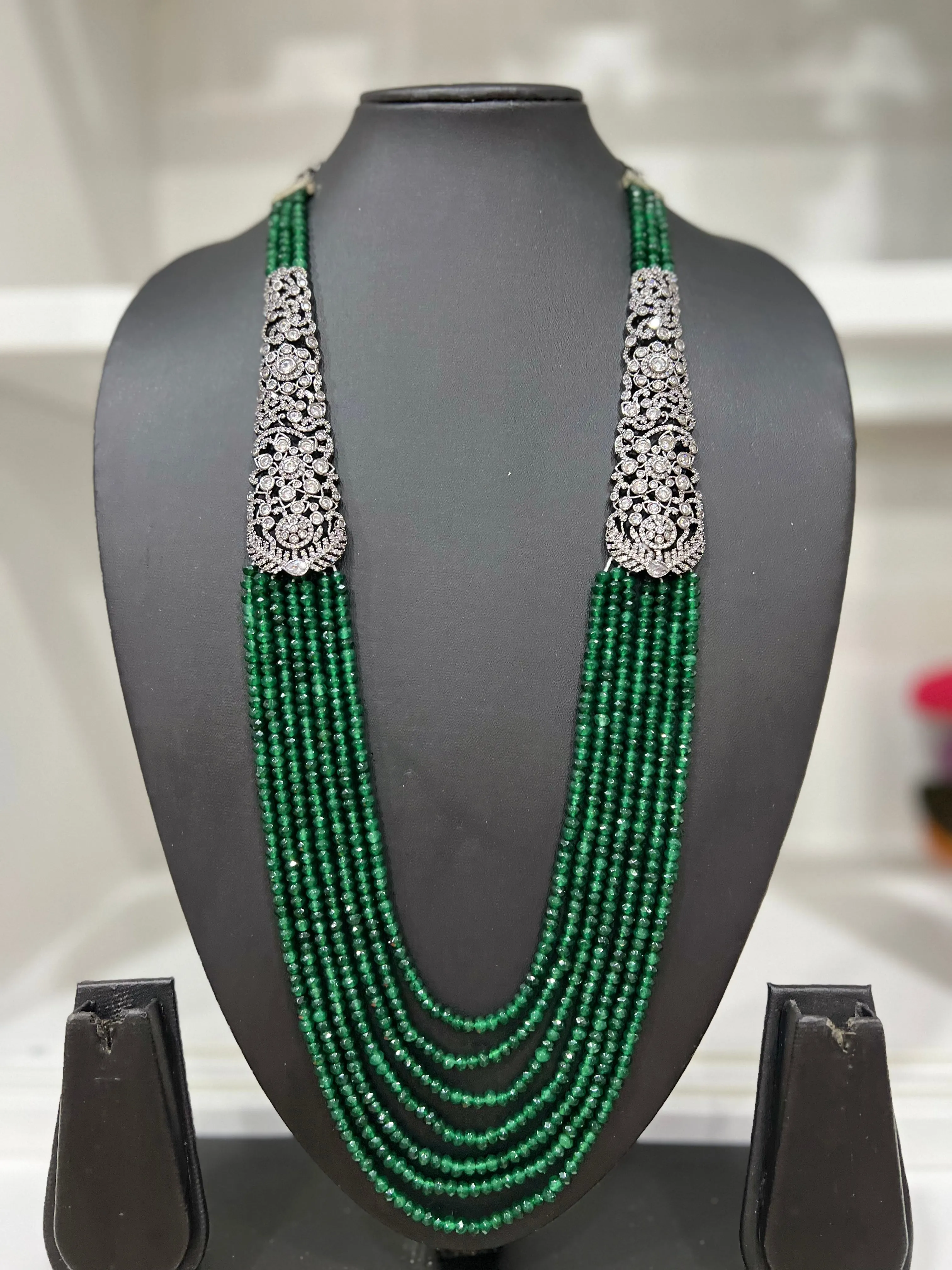 Victorian CZ Multilayer Beaded Necklace