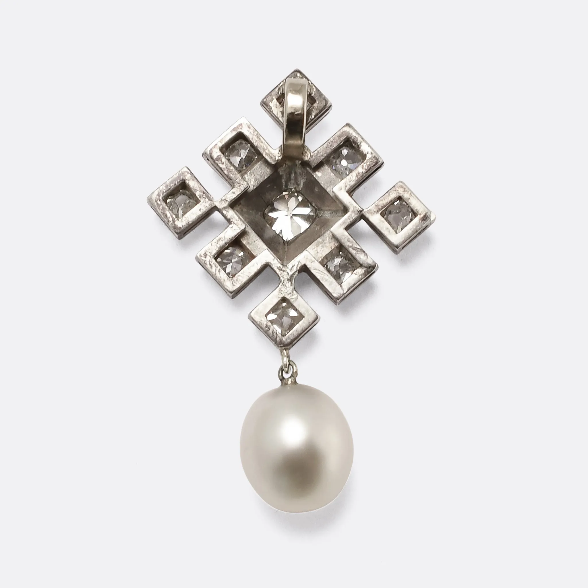 Victorian Natural Pearl & Diamond Pendant
