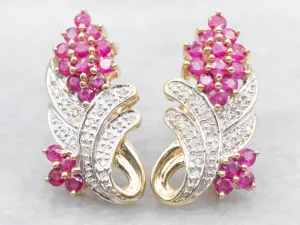Vintage Diamond and Ruby Drop Earrings