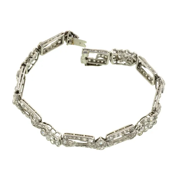 Vintage Diamond Floral Link Bracelet