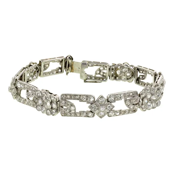 Vintage Diamond Floral Link Bracelet