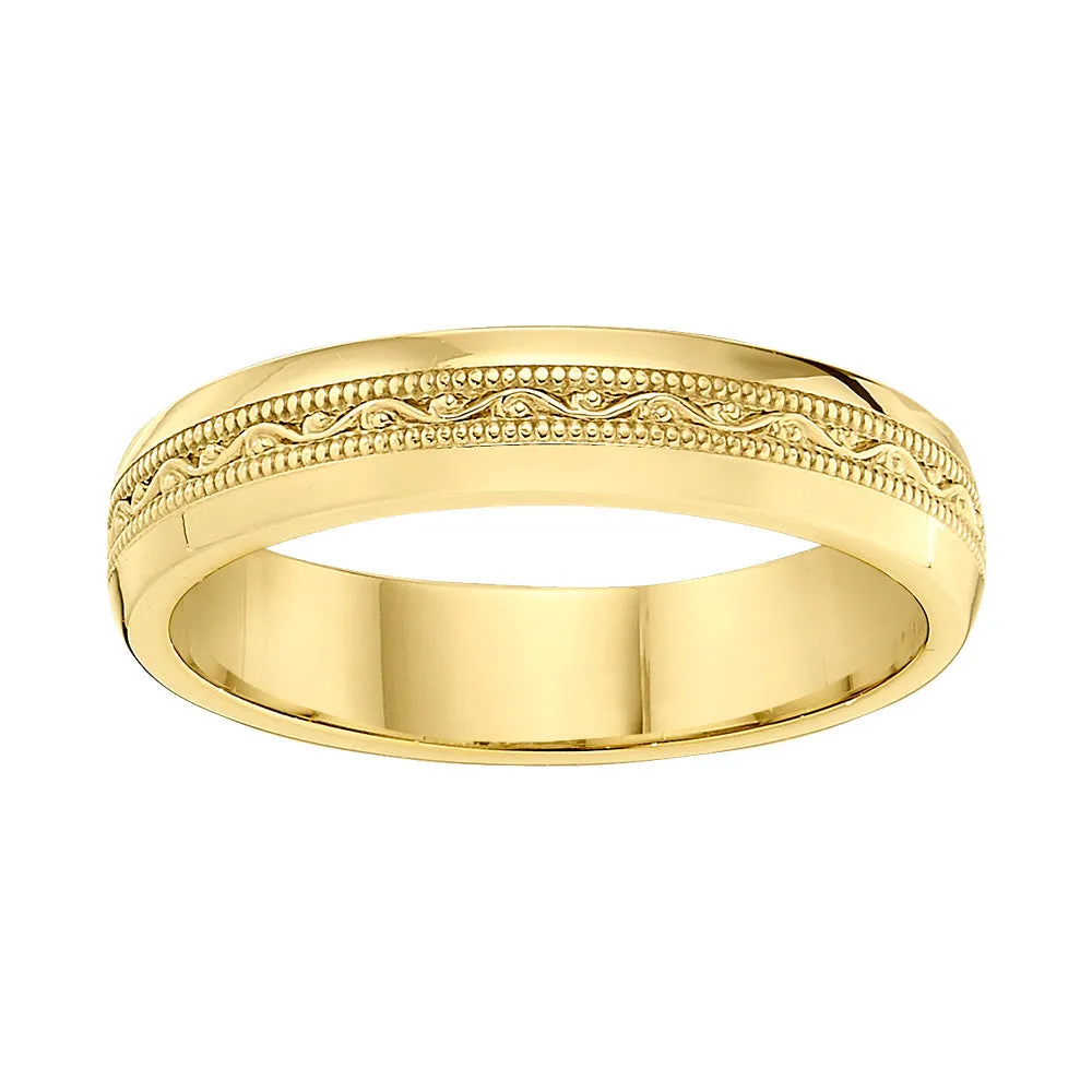 Vintage Gold Band Wedding Band - 4MM Wide