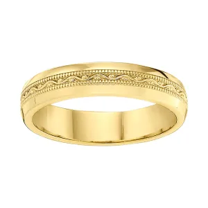 Vintage Gold Band Wedding Band - 4MM Wide