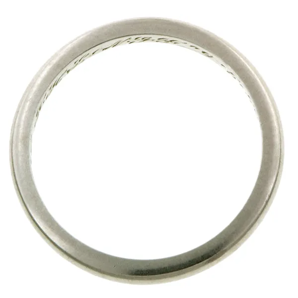 Vintage Half Round Wedding Band "9-5-59", White Gold, Size 5.25