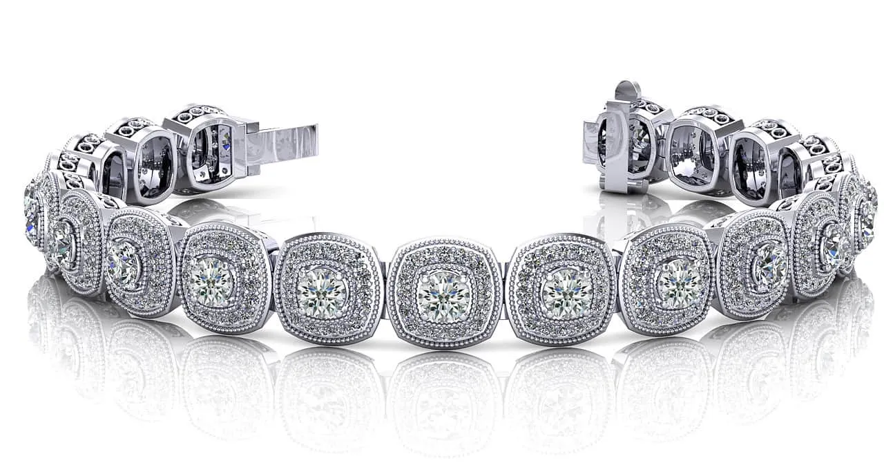 Vintage Inspired Fancy Diamond Bracelet with 5.50 ct.(finished) 1.1mm, 3.4mm