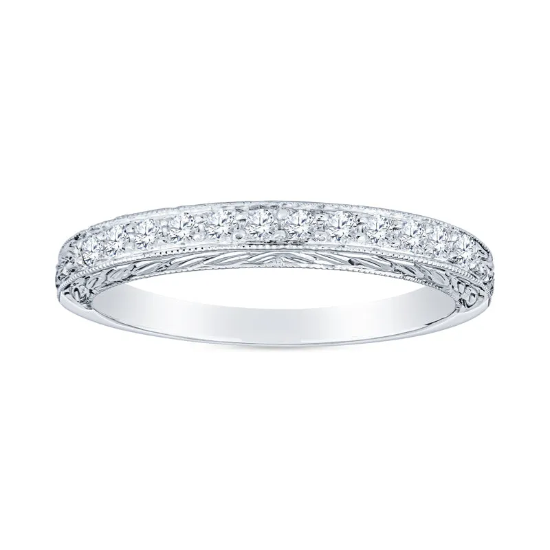 Vintage Milgrain Hand Engraved Diamond Band
