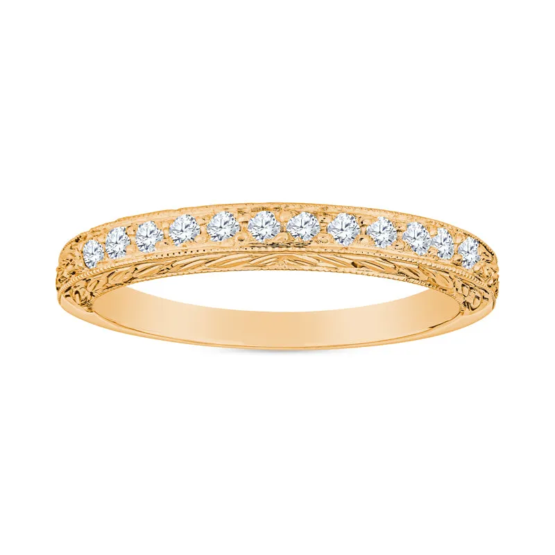 Vintage Milgrain Hand Engraved Diamond Band