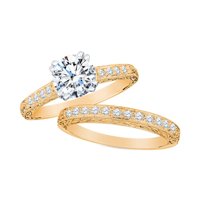 Vintage Milgrain Hand Engraved Diamond Band