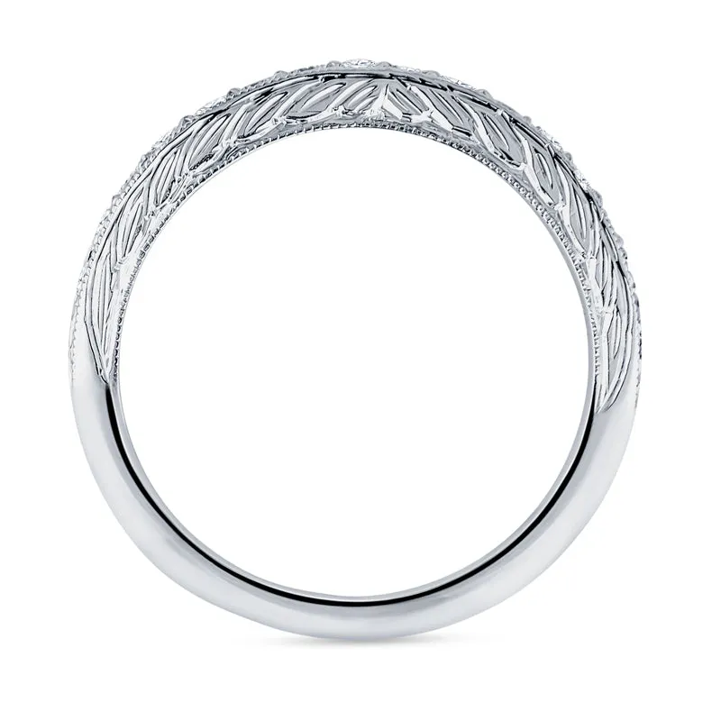 Vintage Milgrain Hand Engraved Diamond Band