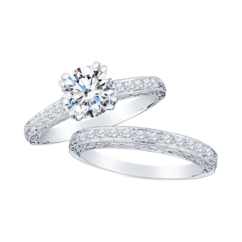 Vintage Milgrain Hand Engraved Diamond Band