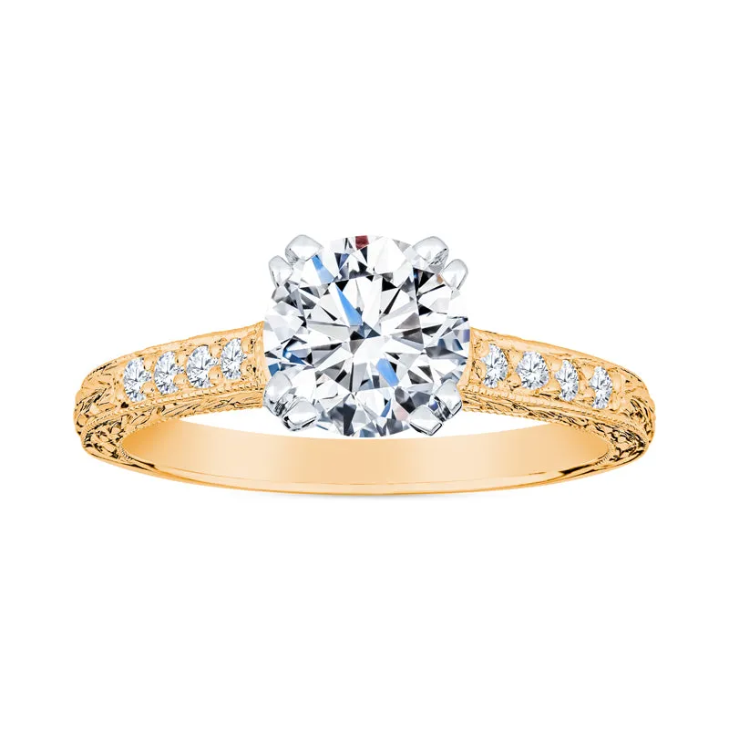 Vintage Milgrain Hand Engraved Diamond Band
