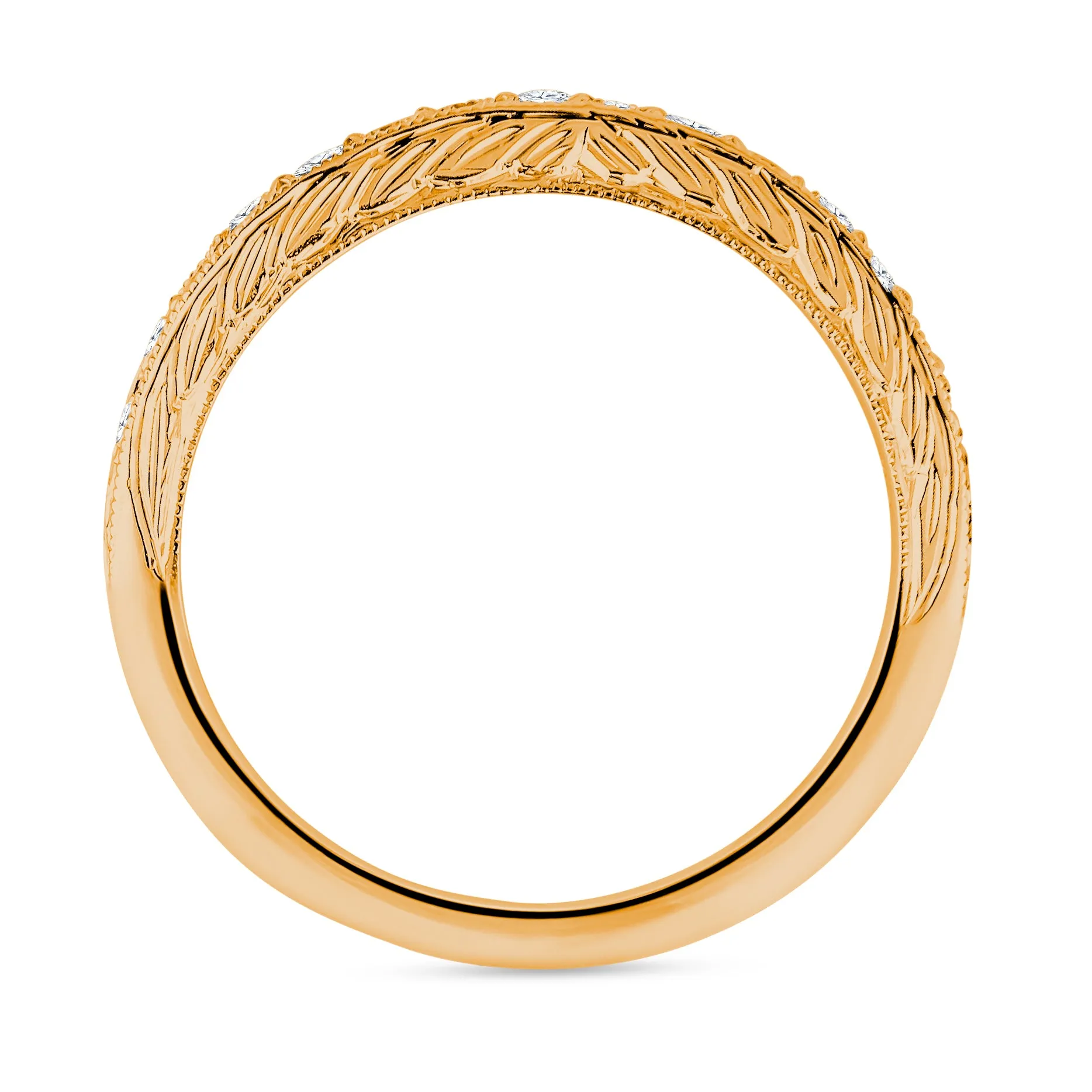 Vintage Milgrain Hand Engraved Diamond Band