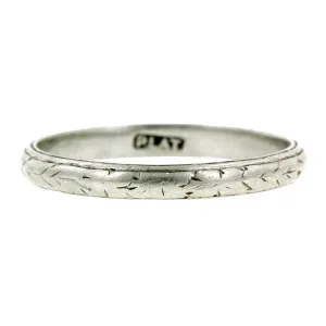 Vintage Patterned Wedding Band, Platinum, Size 6