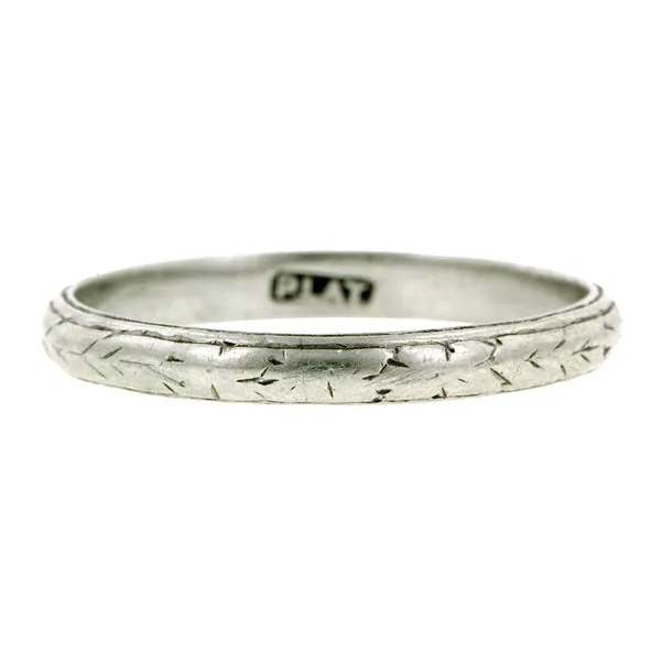 Vintage Patterned Wedding Band, Platinum, Size 6