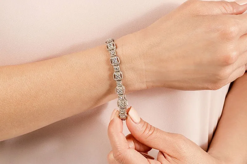 Vintage Quad Square Diamond Bracelet with 3.00 ct.(finished) 2mm, 2.5mm