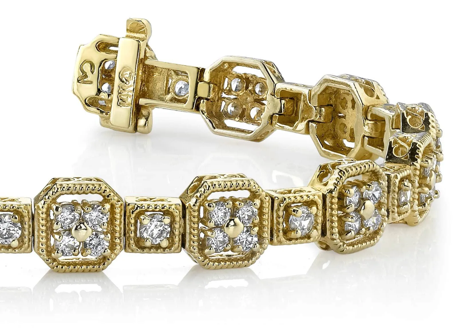 Vintage Quad Square Diamond Bracelet with 3.00 ct.(finished) 2mm, 2.5mm