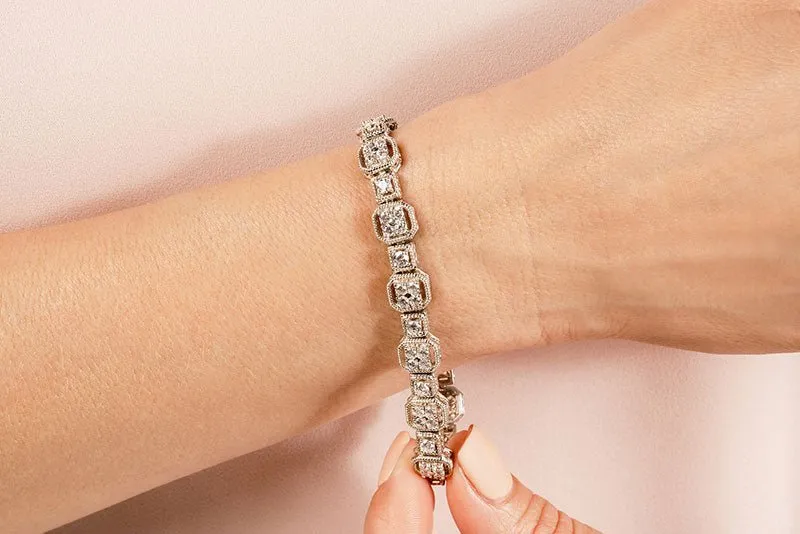 Vintage Quad Square Diamond Bracelet with 3.00 ct.(finished) 2mm, 2.5mm