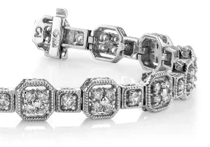 Vintage Quad Square Diamond Bracelet with 3.00 ct.(finished) 2mm, 2.5mm