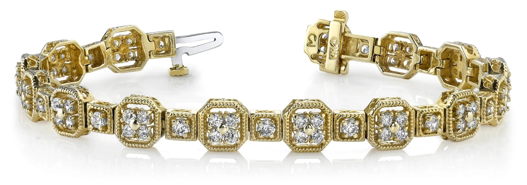 Vintage Quad Square Diamond Bracelet with 3.00 ct.(finished) 2mm, 2.5mm