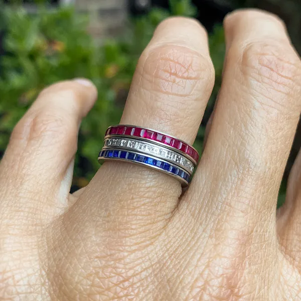 Vintage Ruby Eternity Band Ring, Size 5 3/4